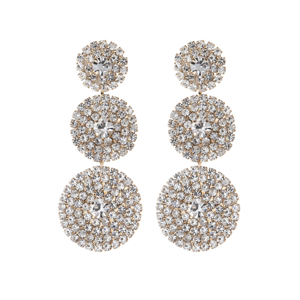 Wholesale Niche Design Snake-shaped Snake Head Full of Diamonds Multi-layer Round Dangling Earrings